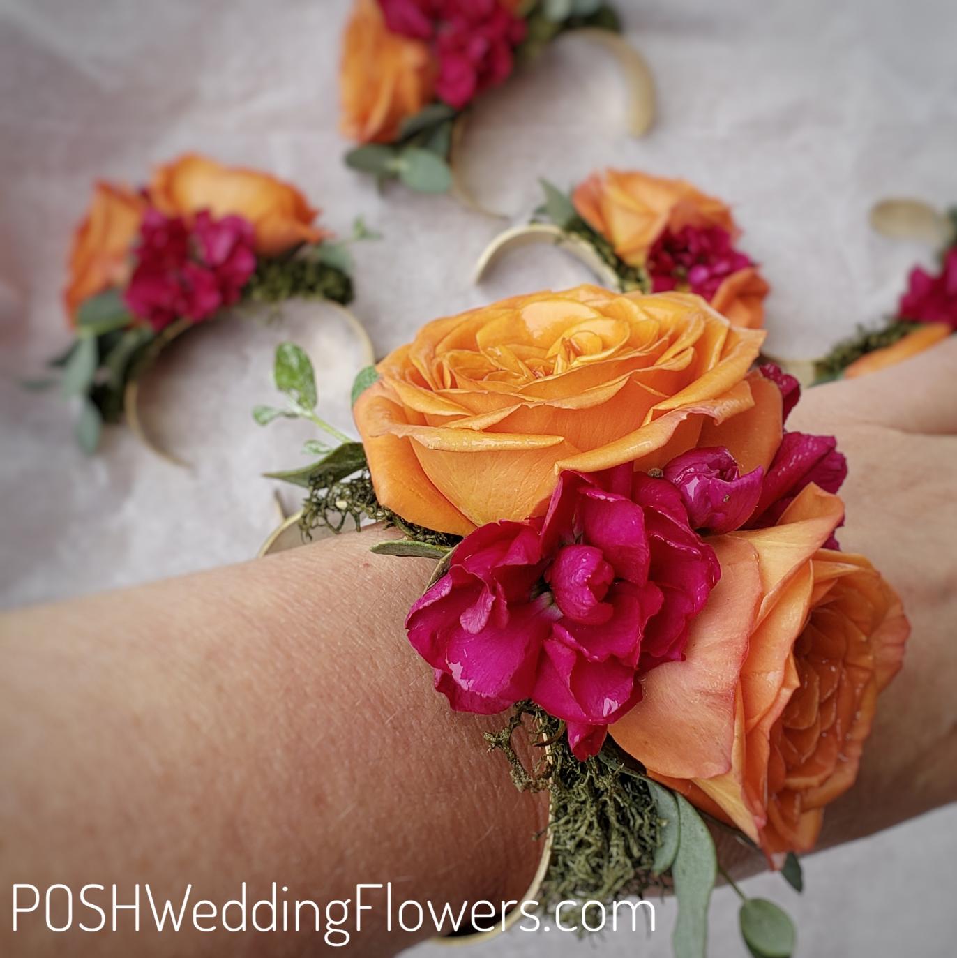 Corsage Cuff Bracelet Seattle Wedding Flowers by POSH