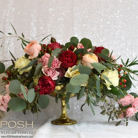 Centerpiece Wild Garden Style Large Footed Compote Seattle Wedding