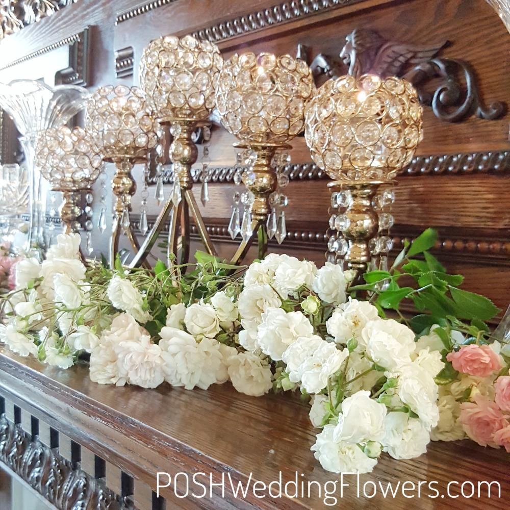 Thornewood Castle Mantle Decorated with garden roses for Shante
